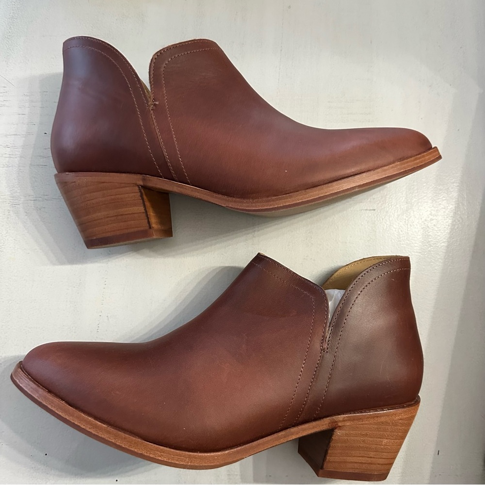 Nosolo Women’s Mia Ankle Bootie Low Cut Leather Slip-On in Terracotta Sz 11 NIB - Picture 6 of 11